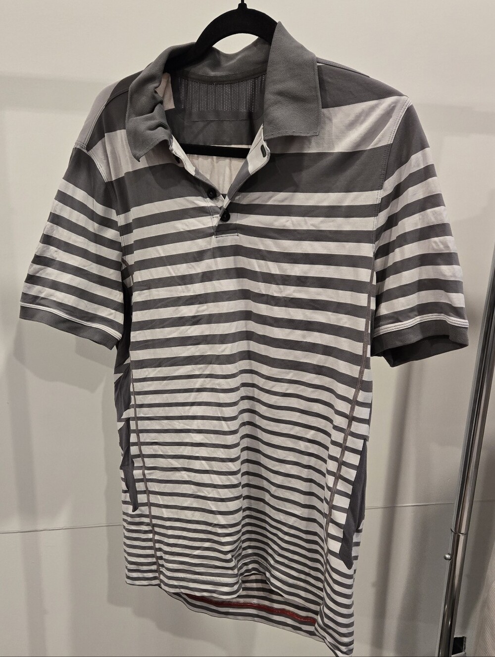 lululemon athletica Men’s Gray & White Striped Polo